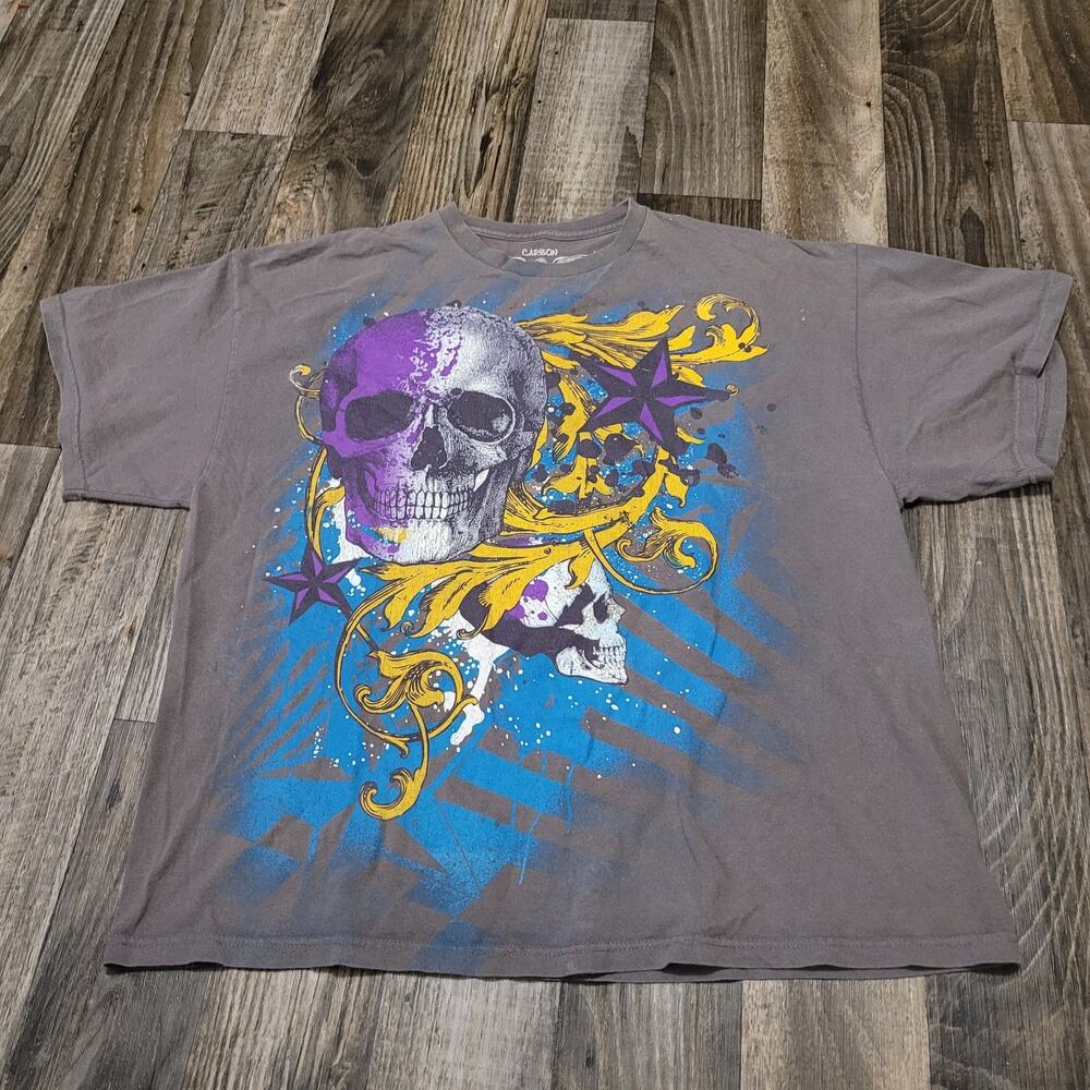 Y2K Carbon Brown Purple Multicolor T-Shirt Nautical Star Graphic Size XXL